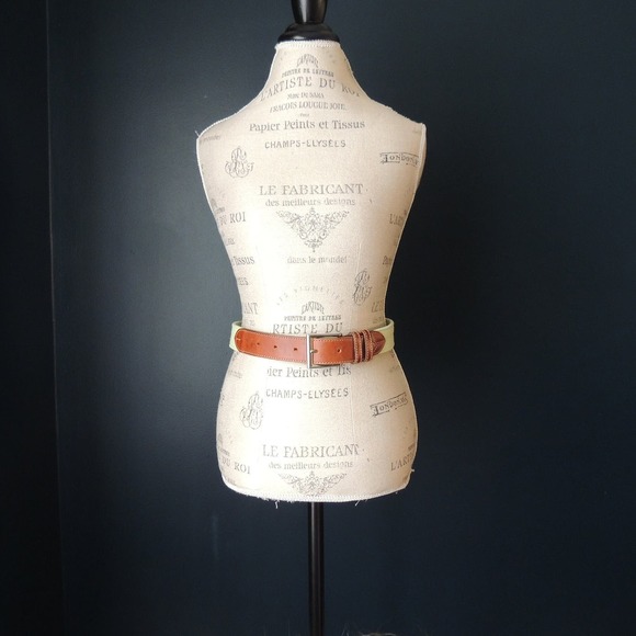 Vintage Andrea D\'Amico Spring Green Brown Leather Belt with Brass Buckle Small main image 6